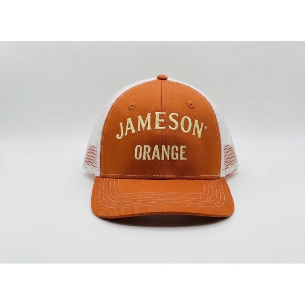 Jameson Orange Irish Whiskey Trucker Hat Snapback Mesh Cap Orange White Apollo